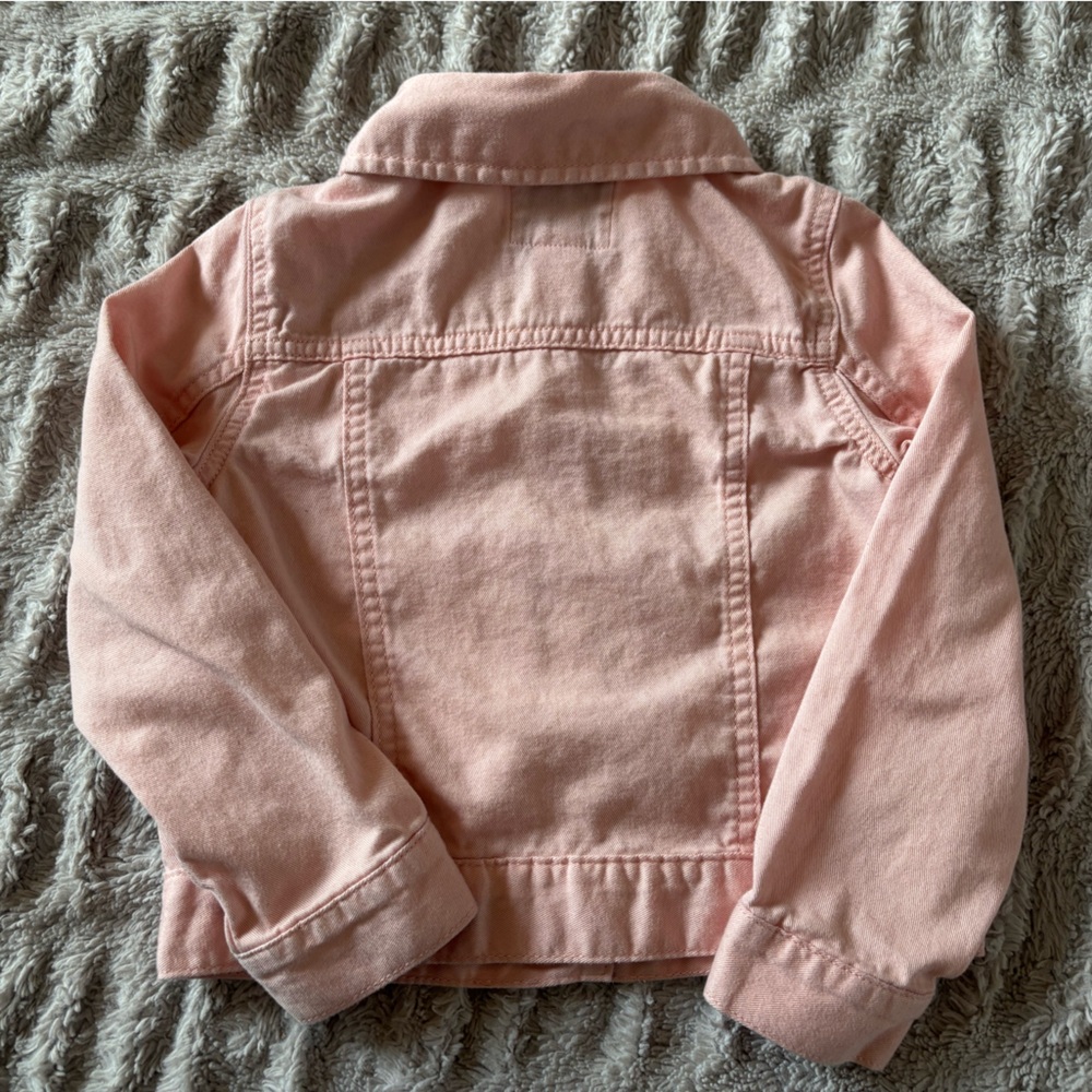 OshKosh B’gosh Pink Denim Jacket Girls 5/5A Eyelet Lace Western Button Up - Picture 8 of 11